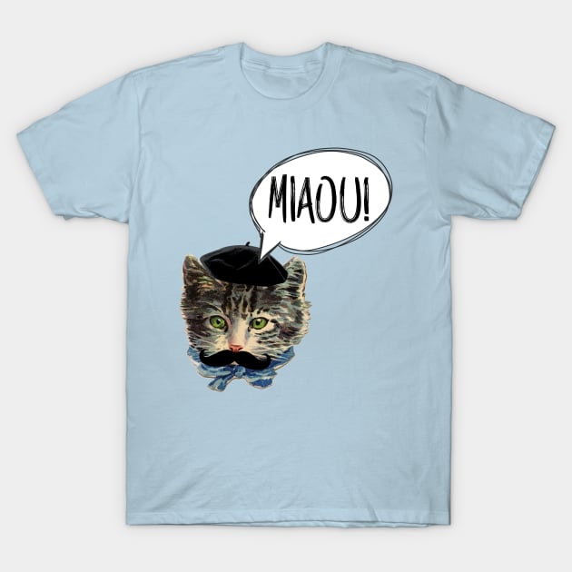 Miaou! French Cat / le chat français - Cute Kitty T-Shirt by DankFutura